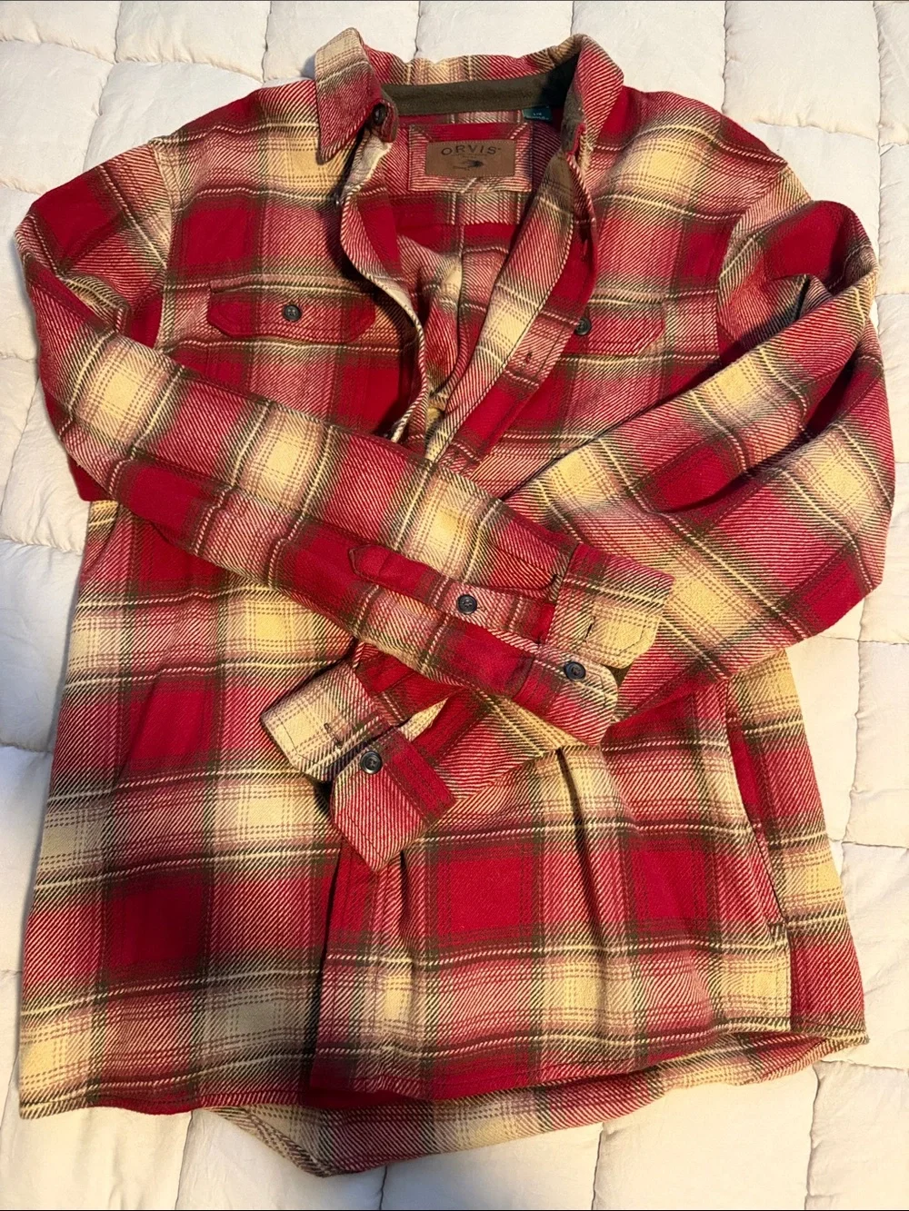 Orvis Red and Cream Plaid Kids Jean-Style Jacket